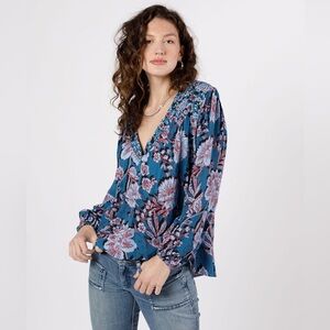Band of the Free NWT Josie Sapphire Mixed Print Long Sleeve Top LIMITED EDITION